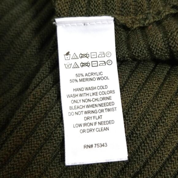 Tahari olive high low wool blend ribbed sweater L - Picture 9 of 10